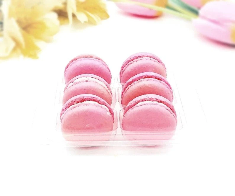 6 Pack light pink macarons | raspberry white chocolate buttercream macaron. - Image 3