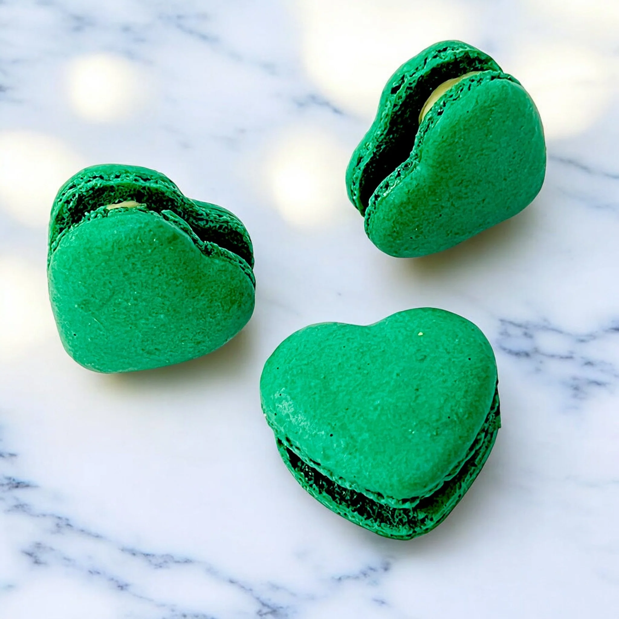 Forest Green Heart French Macarons | Ideal for Valentine's Day gifts, birthdays, weddings, anniversaries and more - Image 3